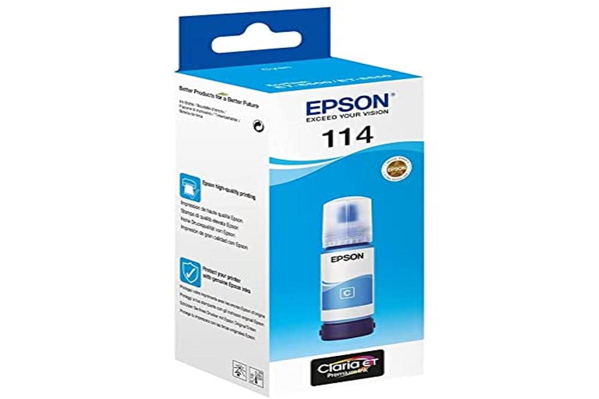 Epson EcoTank 114 Cyan Genuine Ink Bottle, 70ml