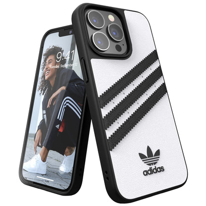 adidas Case Designed for iPhone 13 Pro 6.1, Drop Tested Cases, Shockproof Raised Edges, Original Protective Case, White and Black White with black stripes