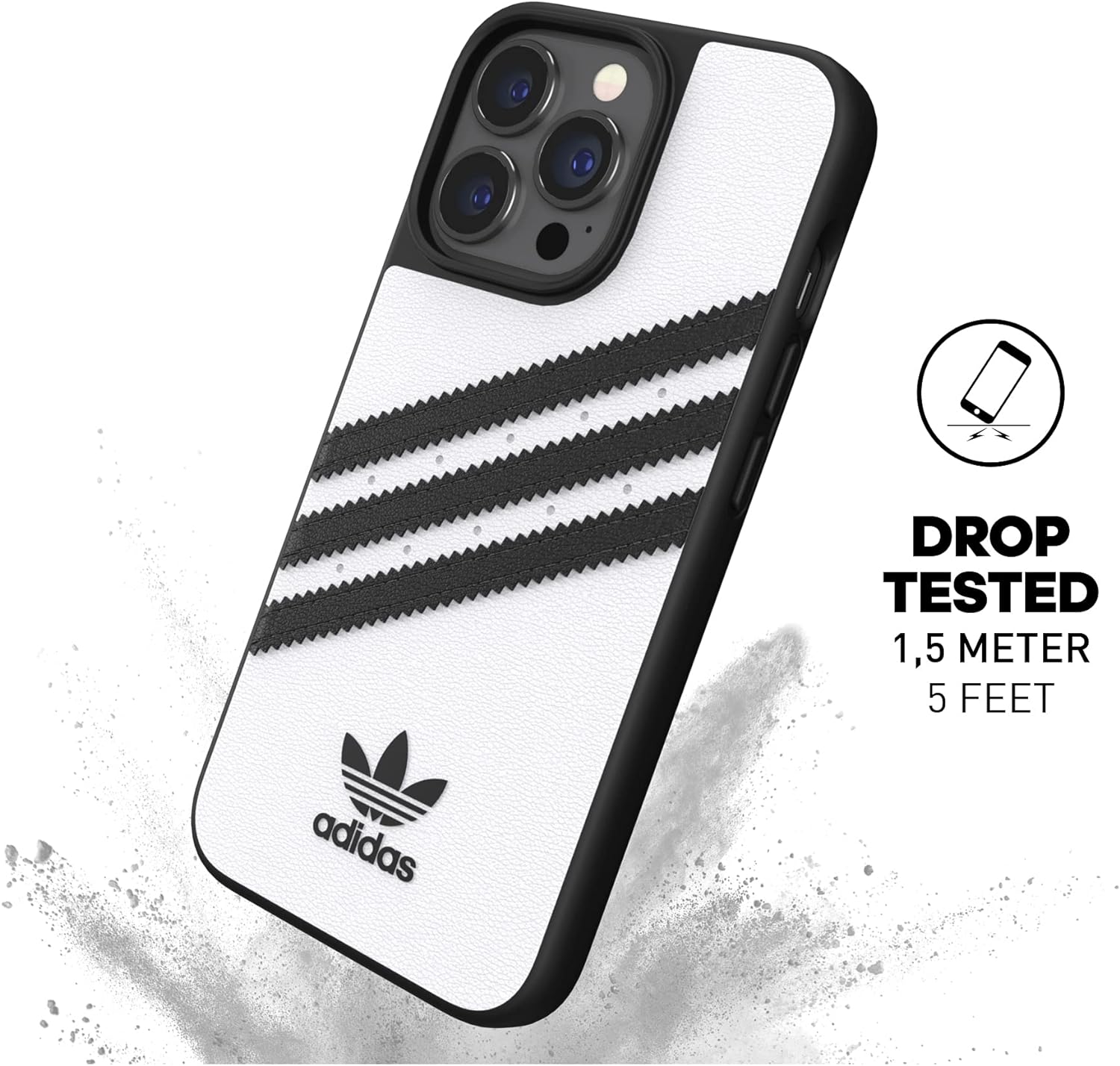adidas Case Designed for iPhone 13 Pro 6.1, Drop Tested Cases, Shockproof Raised Edges, Original Protective Case, White and Black White with black stripes