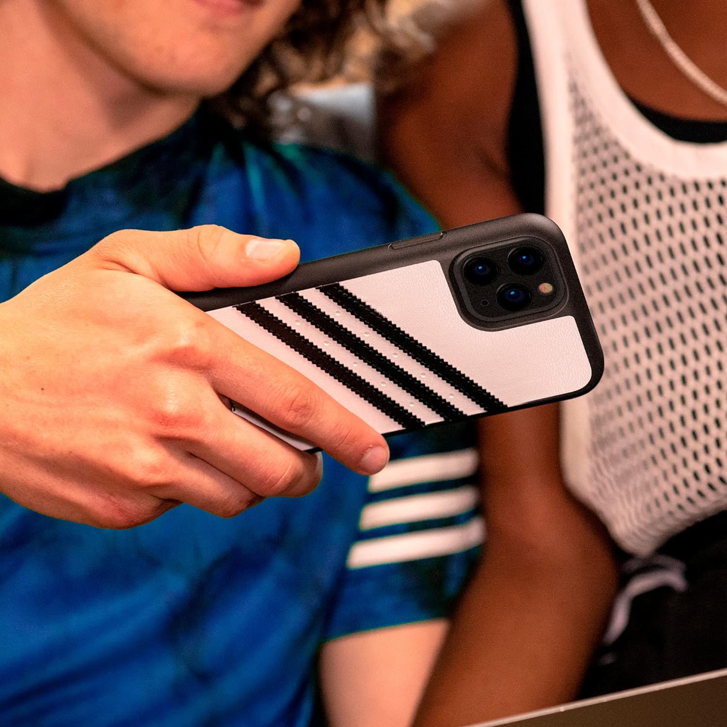 adidas Compatible with iPhone 13 Pro Max 6.7" Case, Original Shaped Case, Protective Case, White & Black white / black
