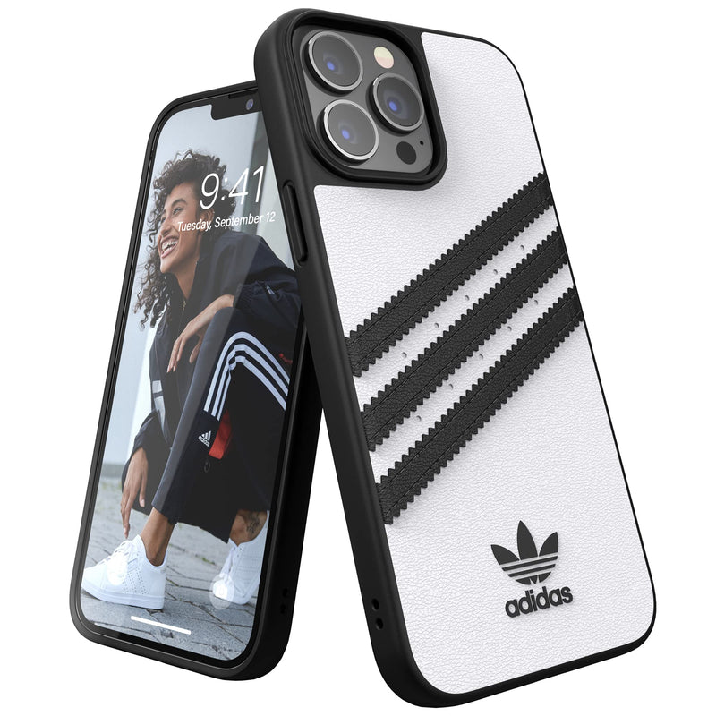 adidas Compatible with iPhone 13 Pro Max 6.7" Case, Original Shaped Case, Protective Case, White & Black white / black