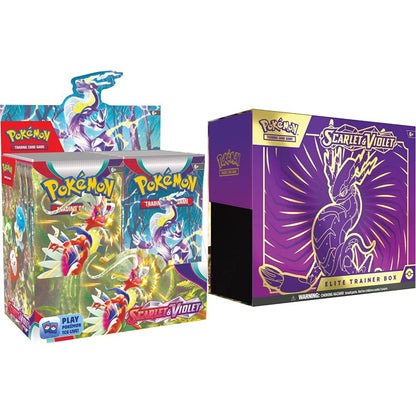 Pokémon TCG: Scarlet and Violet Booster Display Box (36 Booster Packs) & TCG: Scarlet and Violet Elite Trainer Box - Miraidon (1 Full Art Promo Card, 9 Boosters and Premium Accessories