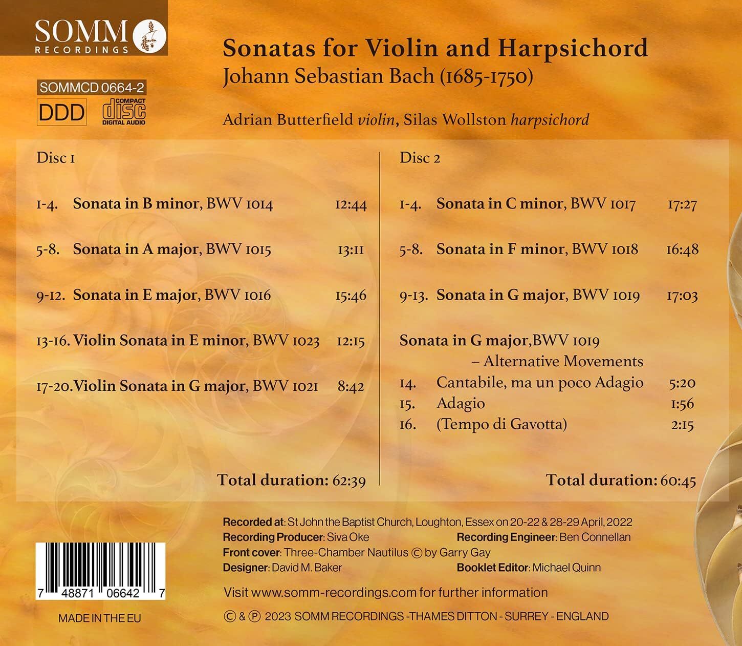 Bach: Sonatas for Violin and Harpsichord