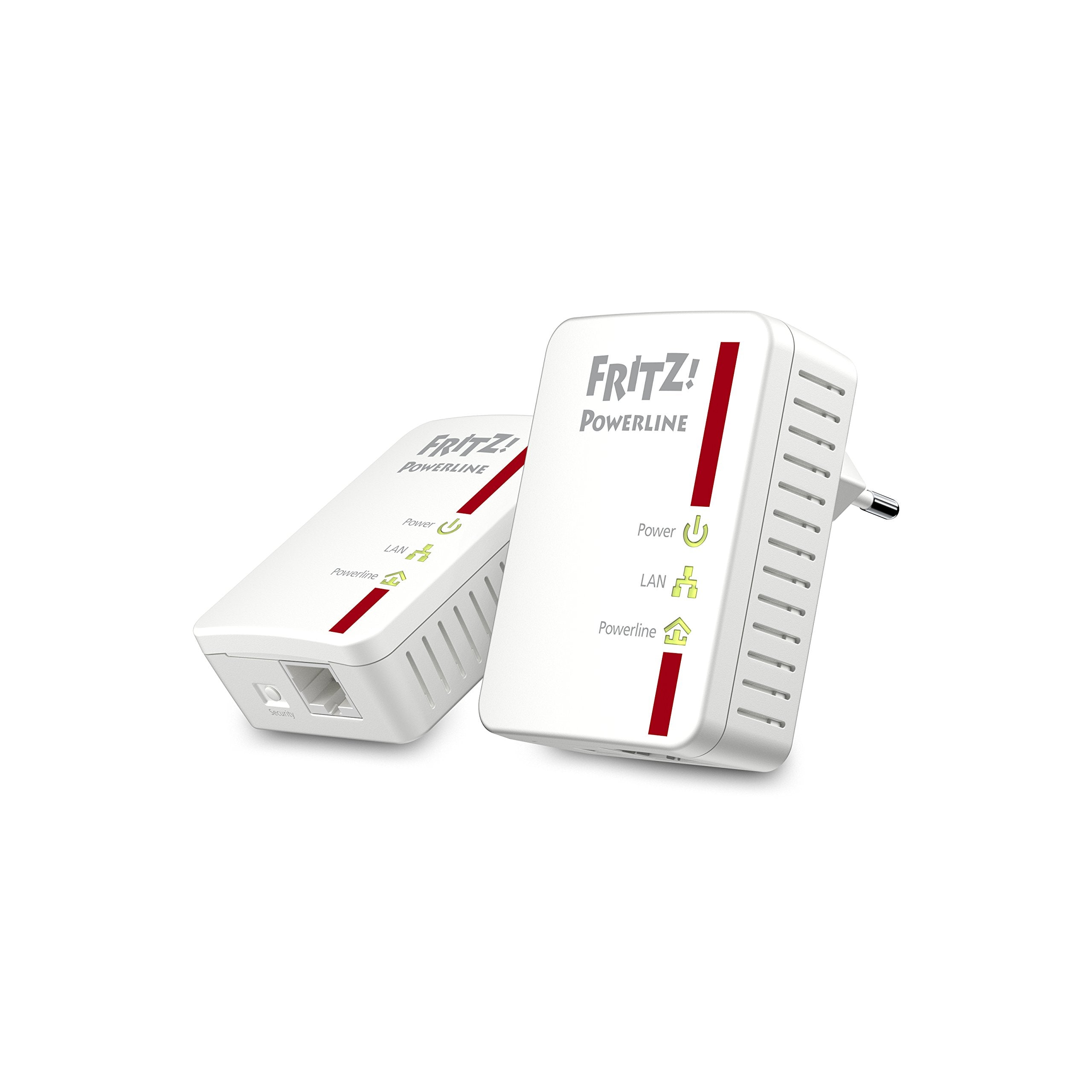 AVM Fritz!Powerline 510E Set International Power Line Network Adapter/Extender, PLC, Compatible IEEE P1901, 500Mbps, 1 Fast Ethernet LAN Port, White