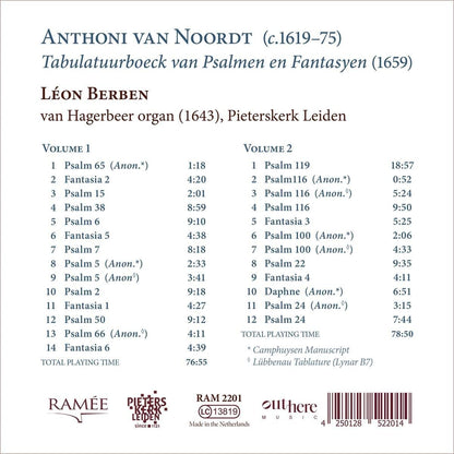 Anthoni Van Noordt: Tabulatuurboeck Van Psalmen En Fantasyen