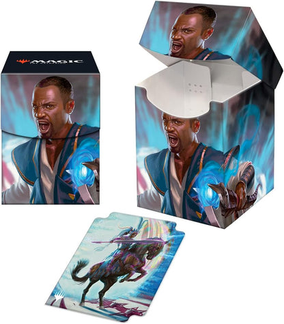 Ultra Pro - March of the Machine 100+ Deck Box ft. Teferi Akosa of Zhalfir for MTG, Store & Protect Gaming Cards, Valuable Trading Cards, Self Locking Lid, Store 100 Double Sleeved Cards
