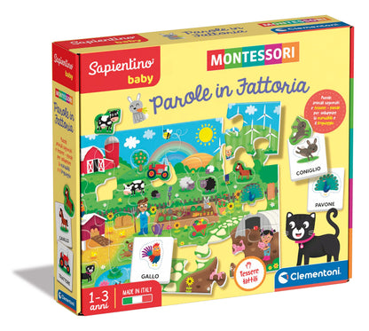 Clementoni - Sapientino Baby Words on the Farm-Educational Game 1 Year (English Version), Montessori Games, Made in Italy, Multicolor, 16413