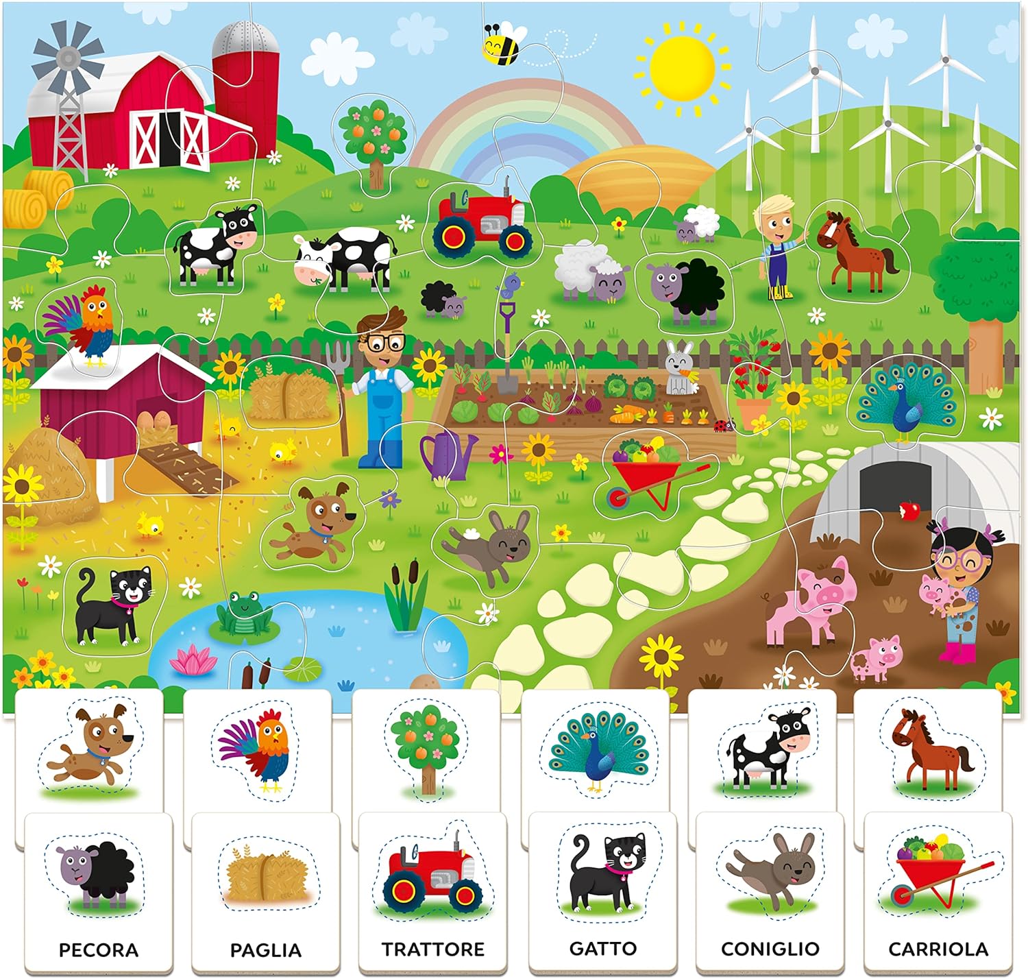 Clementoni - Sapientino Baby Words on the Farm-Educational Game 1 Year (English Version), Montessori Games, Made in Italy, Multicolor, 16413