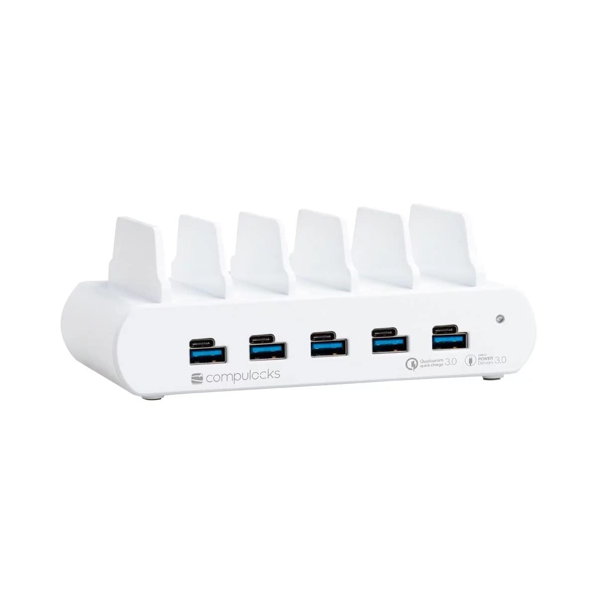 COMPULOCKS - DC/POS 5 PORT USB AND USB-C MULTIPLE TABLET CHARGING STATION WHITE