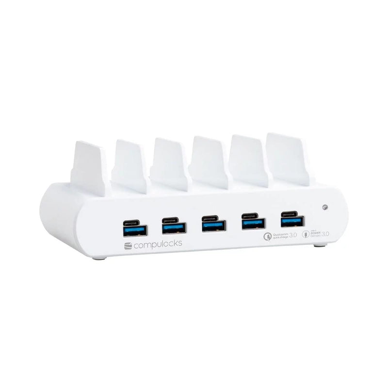 COMPULOCKS - DC/POS 5 PORT USB AND USB-C MULTIPLE TABLET CHARGING STATION WHITE