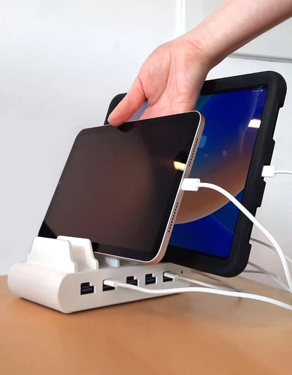 COMPULOCKS - DC/POS 5 PORT USB AND USB-C MULTIPLE TABLET CHARGING STATION WHITE