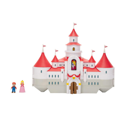 The Super Mario Bros. Movie – Mushroom Kingdom Castle Playset with Mini 1.25” Mario and Princess Peach Figures. For Super Mario Fans Aged 3+ Deluxe Princess Peach Castle Playset
