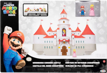 The Super Mario Bros. Movie – Mushroom Kingdom Castle Playset with Mini 1.25” Mario and Princess Peach Figures. For Super Mario Fans Aged 3+ Deluxe Princess Peach Castle Playset