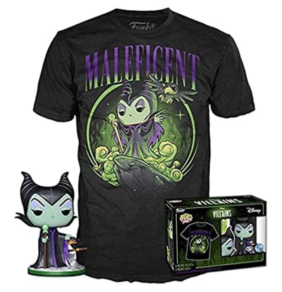 Funko POP! & Tee: Villains - Maleficent - Diamond Glitter - M - Medium - Disney - T-Shirt - Clothes With Collectable Vinyl Figure - Gift Idea - Toys and Short Sleeve Top for Adults Unisex Men