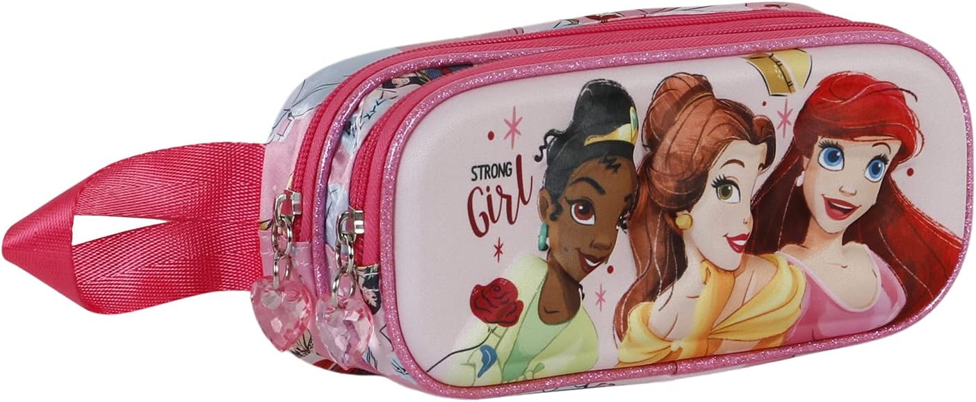 Disney Princess Strong-3D Double Pencil Case, Pink, 22 x 9.5 cm