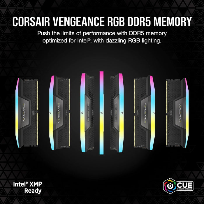 CORSAIR VENGEANCE RGB DDR5 RAM 32GB (2x16GB) 6000MHz CL40 Intel XMP iCUE Compatible Computer Memory - Black (CMH32GX5M2B6000C40) Black 32GB (2x16GB)