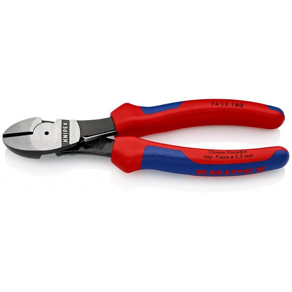 Knipex High Leverage Diagonal Cutter black atramentized, with multi-component grips 180 mm 74 12 180