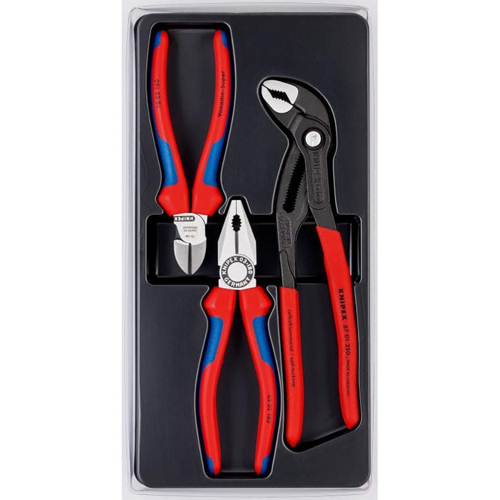 KNIPEX 00 20 09 V01 (SB-Karte/Blister) Paket, Mehrfarbig & 26 12 200 Flachrundzange mit Schneide – Storchschnabelzange, Mehrfarbig
