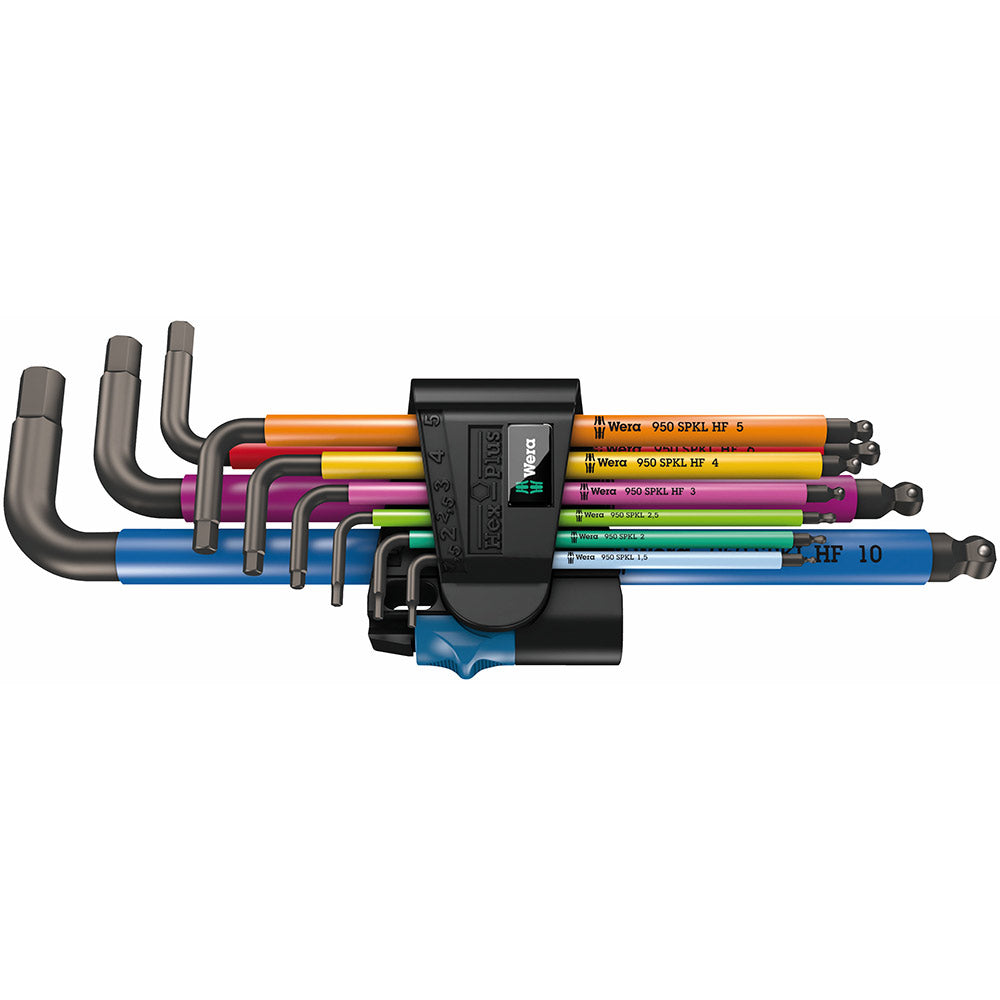 Wera 05022210001 950/9 Hex-Plus Multicolour HF 1 Multicolour Winkelschlüsselsatz, metrisch, BlackLaser, mit Haltefunktion, 9-teilig