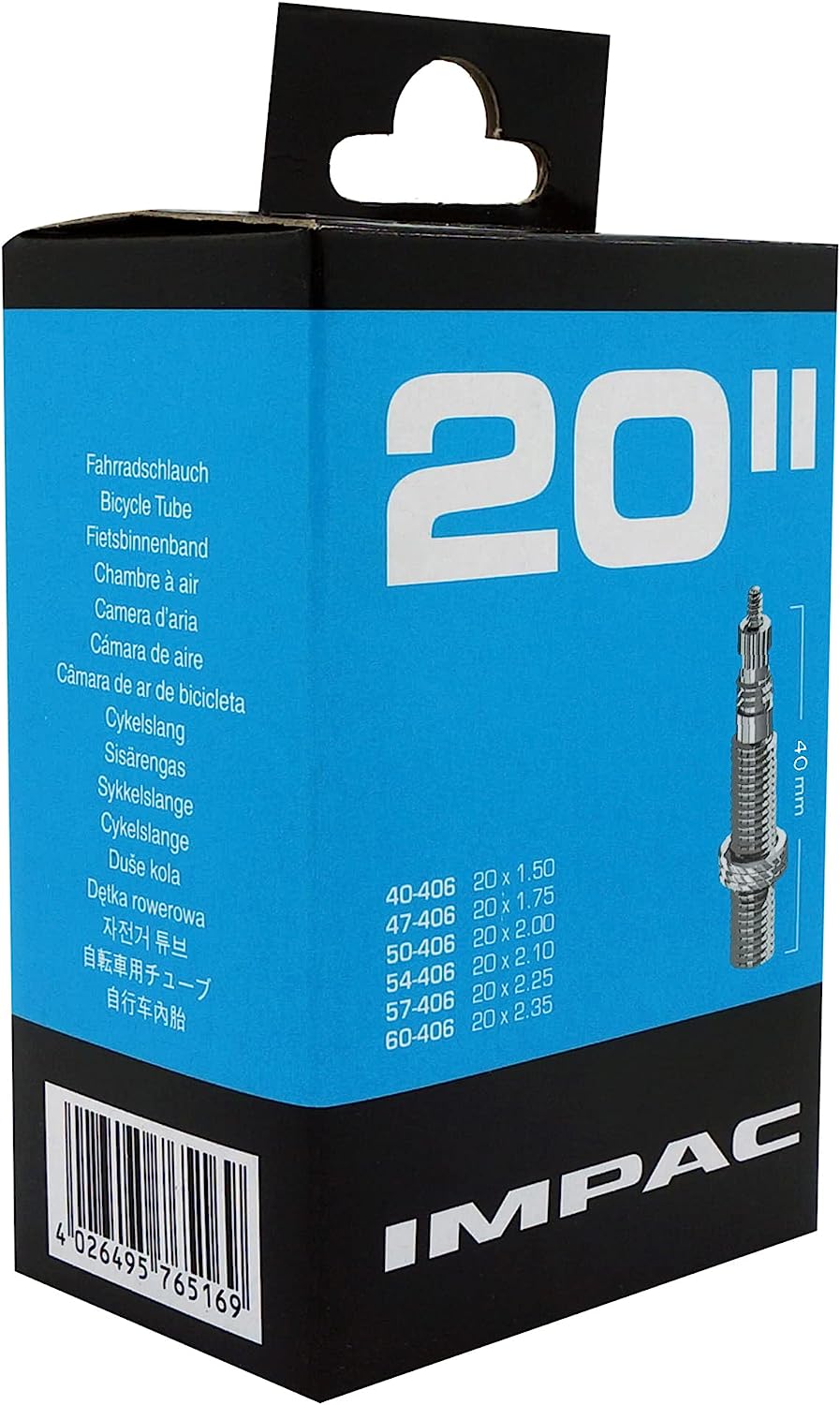 Impac SV20 20" x 1.5 / 2.35" 40mm PV cycle bike inner tube