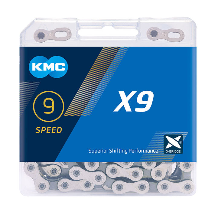 KMC Unisex X9 9 Speed Kette, Silber/Grau, 122 Glieder