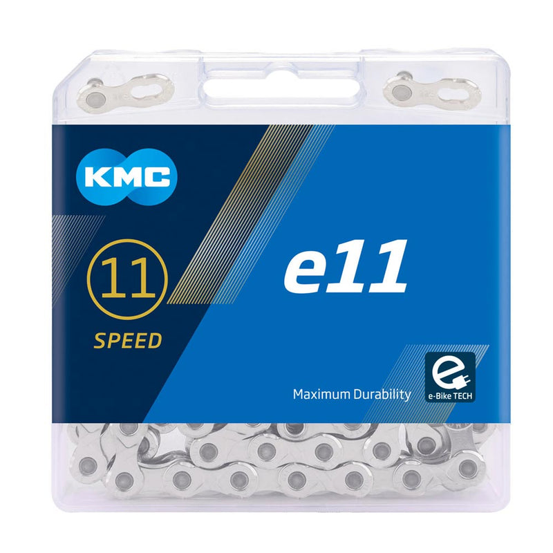 KMC Unisex – Erwachsene e11 Silver E-Bike 11-Fach Kette 1/2" x11/128, 122 Glieder, Silber