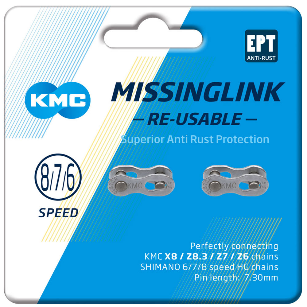 KMC Unisex's 7/8 Speed EPT MissingLink Joining Link, Dark Silver, 7.1mm (2 Pairs