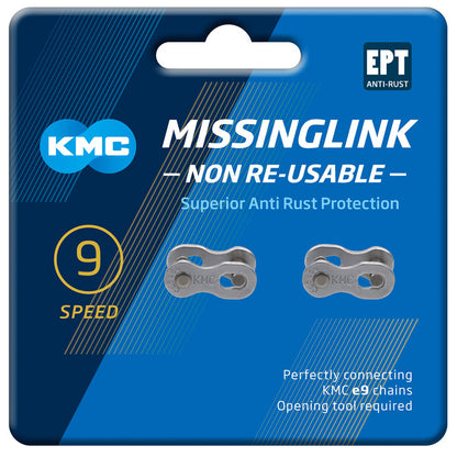 KMC 9 Speed EPT MissingLink, Dark Silver, 2 Pairs