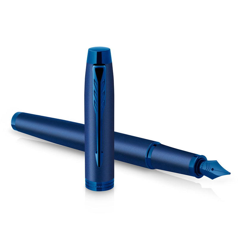 Parker IM Monochrome Fountain Pen | Blue Finish and Trims | Medium Nib | Blue Ink | Gift Box Blue Foutain pen Medium Nib
