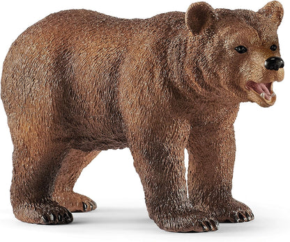 schleich 42473 Wild Life Realistic Grizzly Bear Toy Mother, Cub, and Fish - 4-Piece Animal Toy Playset, Durable and Educational Animal Toys for Fun Adventures for Boys and Girls, Gift for Kids Ages 3+ Single Updated packaging