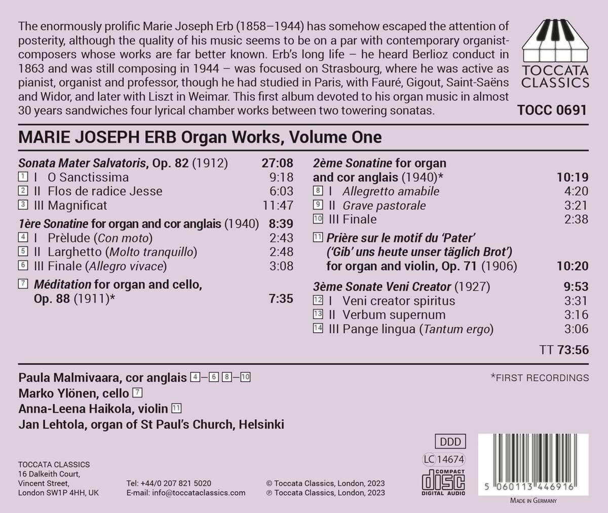 Marie Joseph Erb: Organ Works - Volume 1
