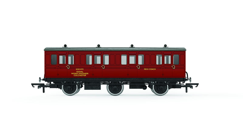 Hornby BR Departmental, 6 Wheel Crew Coach, KDE107E - Era 8. Coaches & Coach Packs. 4/6 Wheel Coaches