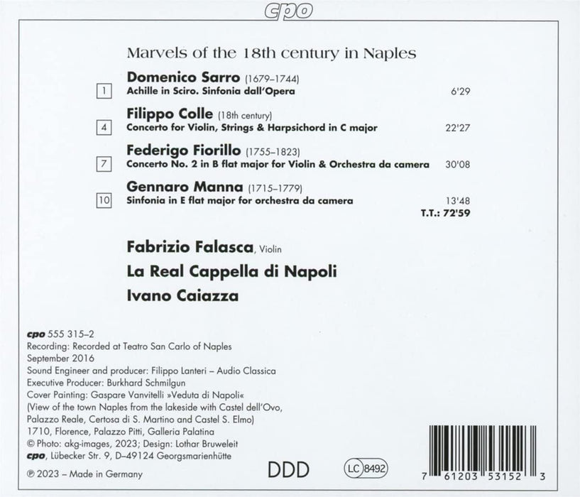 Sarro/Colle/Fiorillo/Manna: Marvels of the 18th Century in Naples: Symphonies & Violin Concertos
