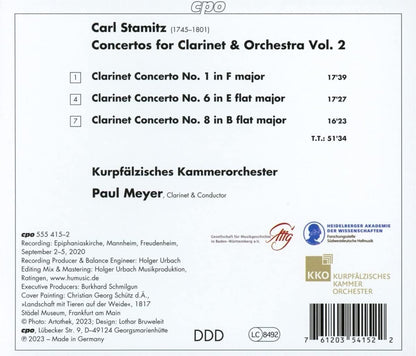 Carl Stamitz: Clarinet Concertos 1, 6 & 8
