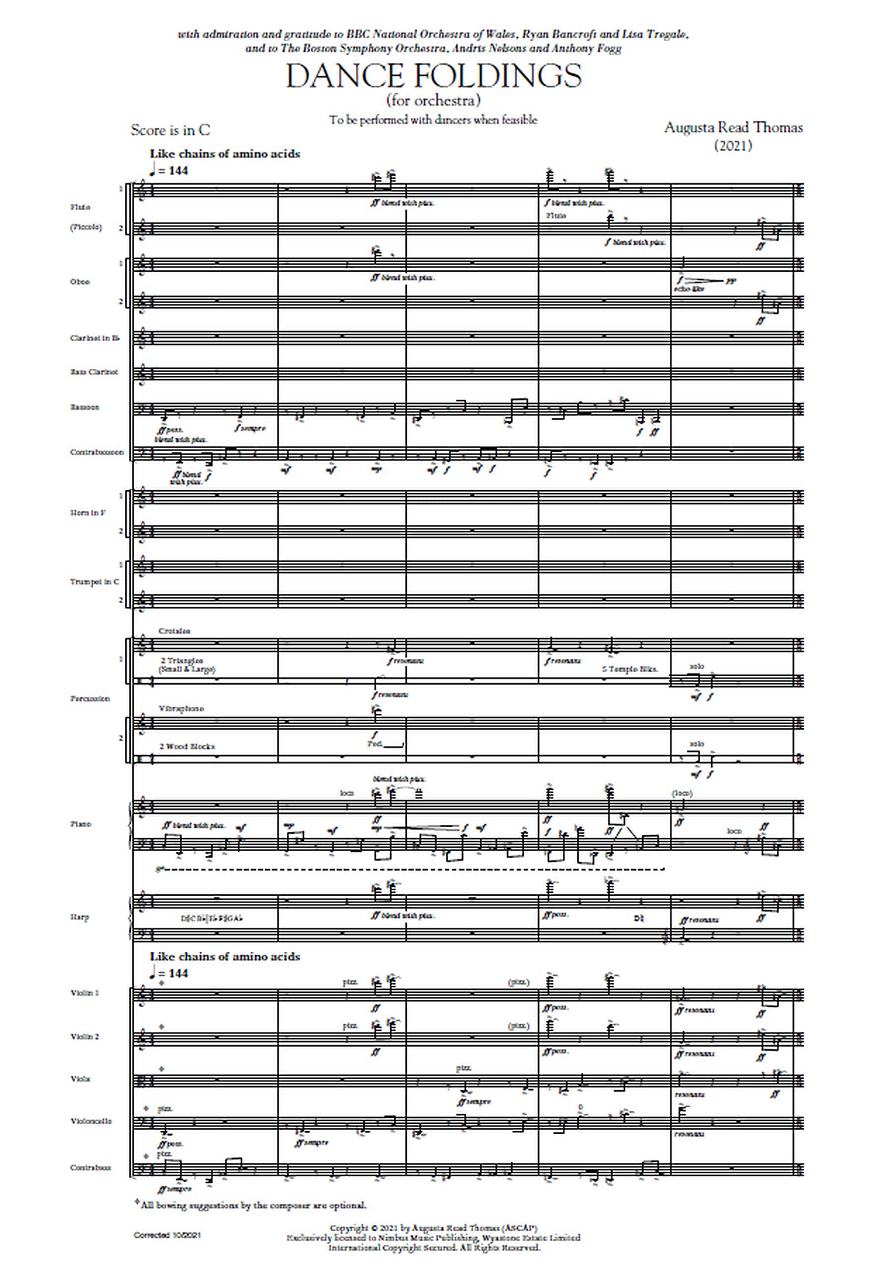 Augusta Read Thomas: Dance Foldings - Study Score (Nimbus Music Publishing NMP1179