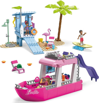 Barbie Dream Boat, building toy for boys and girls + 6 years, includes 317 blocks, 3 dolls and accessories, HPN79