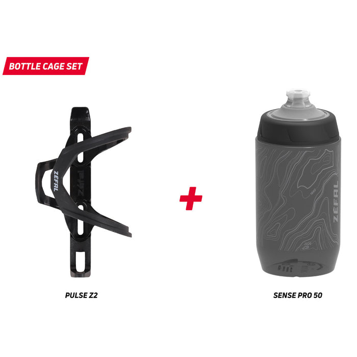 Zéfal Unisex Pulze Z2 & Sense Pro 50 Set mit Flasche und Käfig, Schwarz, Nicht zutreffend