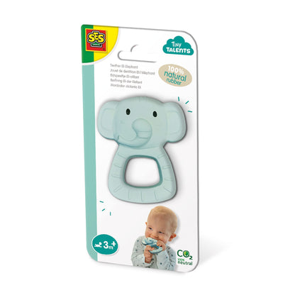 SES Creative- Mordedor Elefante Eli - Caucho 100% Natural, Multicolor, Talla única (13163