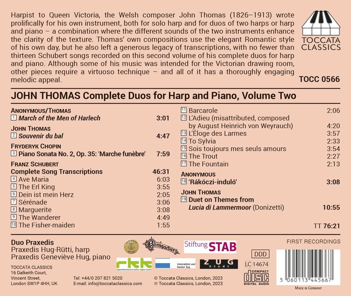 John Thomas: Complete Duos for Harp and Piano - Volume 2