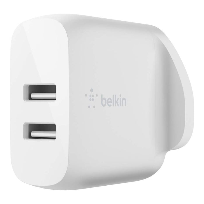 Belkin Boost Charge Dual USB-A Wall Charger 24W (For iPhone 14, iPhone 14 Plus, iPhone 14 Pro, iPhone 14 Pro Max, iPhone 13, iPhone 12, Samsung Galaxy S23, S23+, S22, Pixel and more
