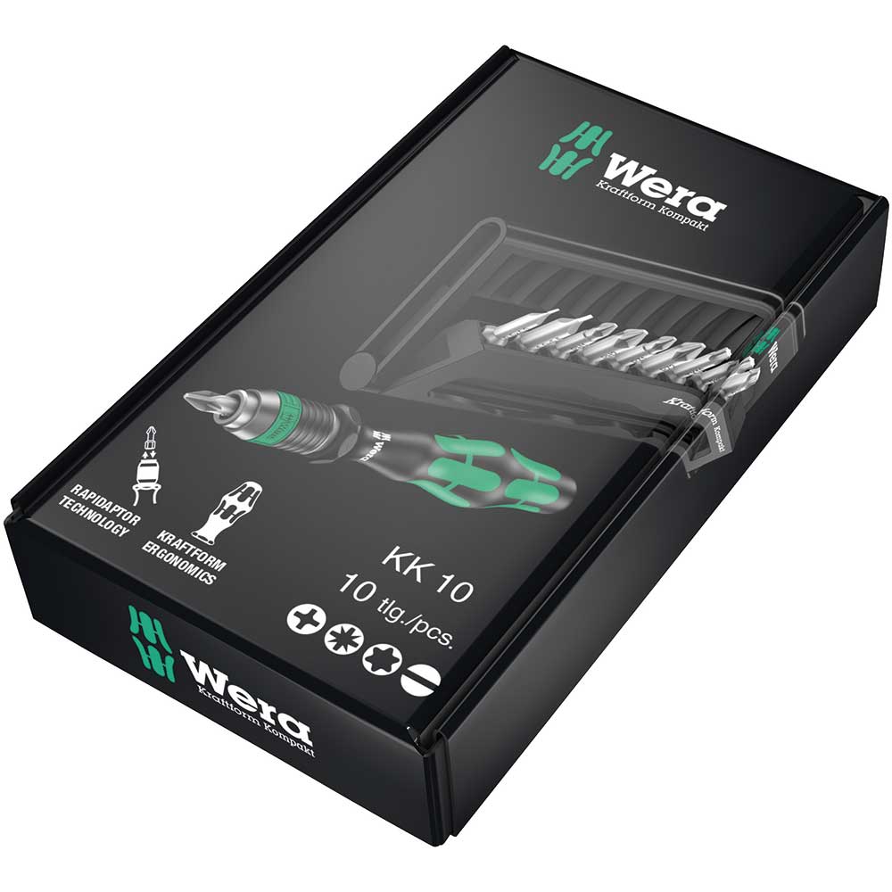 Wera Kraftform Kompakt 10 Bit-Holding Screwdriver & Bit Set, PH/PZ/SL/TX, 05056653001