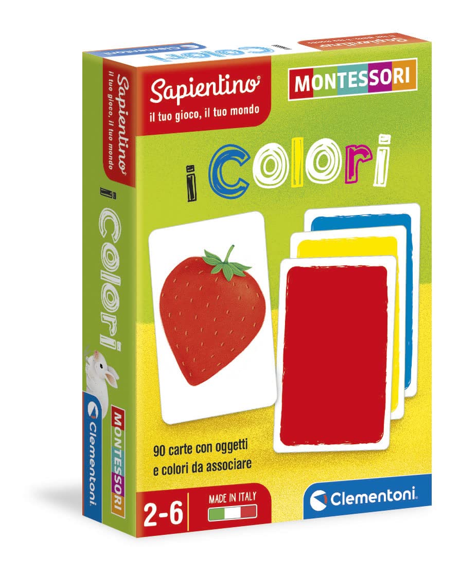 Clementoni 16333 Carte Colori-Montessori 2 Years (Italian Version), Educational Game-Made in Italy, multi-coloured