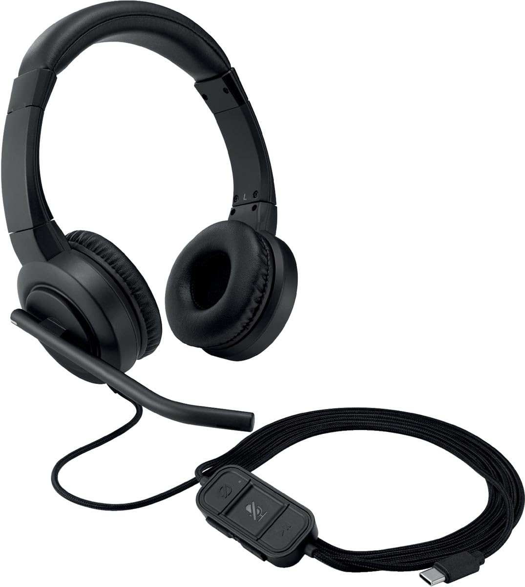 Kensington H1000 USB-C On-Ear Headset, Ultra Comfortable Professional Wired HD Audio Computer Headphone Device with Noise-Canceling Microphone, LEDs & 40mm Drivers, Universal Plug & Play (K83450WW)