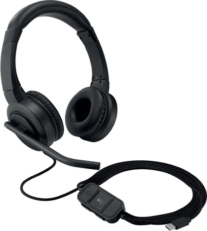Kensington H1000 USB-C On-Ear Headset, Ultra Comfortable Professional Wired HD Audio Computer Headphone Device with Noise-Canceling Microphone, LEDs & 40mm Drivers, Universal Plug & Play (K83450WW)