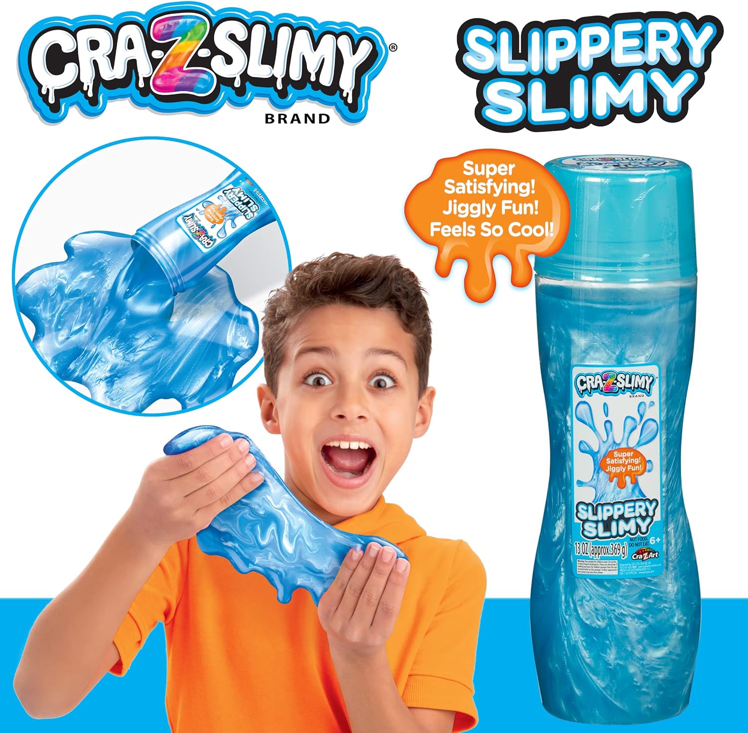 Cra-Z-Slimy Slippery Slime 13oz tube of liquid slime in reusable tube container Liquid texture slime Pre made slime, 79551