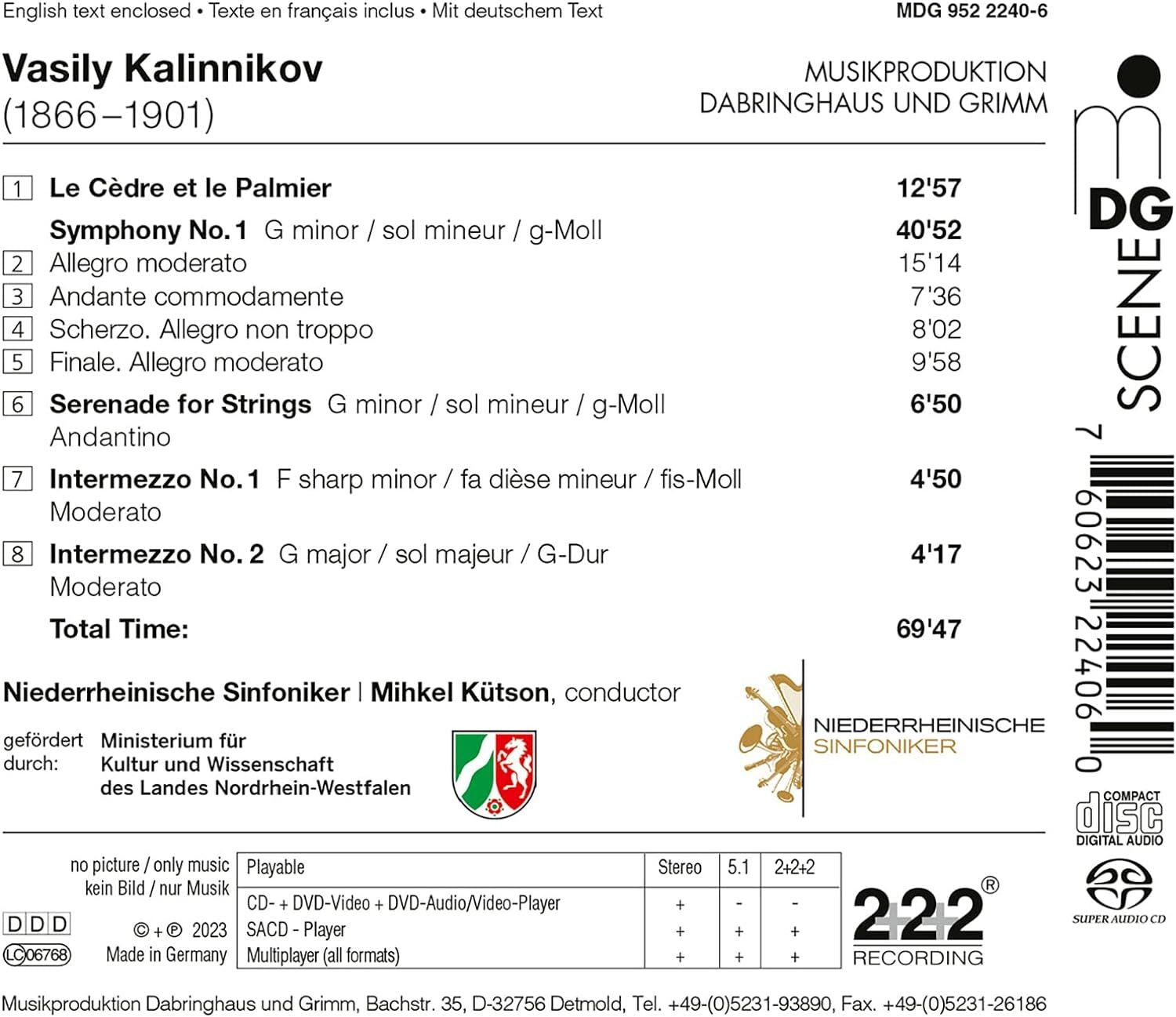 Vasily Kalinnikov: Le Cèdre Et Le Palmier/Symphony No. 1/...