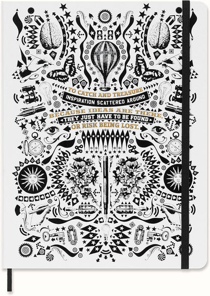 Moleskine x Lorenzo Petrantoni A book yet to be written with Collector's Box, Limitted Edition Hard Cover and Elastic Closure Ruled Notebook, Size Extra Large 19x26 cm