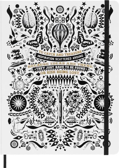 Moleskine x Lorenzo Petrantoni A book yet to be written with Collector's Box, Limitted Edition Hard Cover and Elastic Closure Ruled Notebook, Size Extra Large 19x26 cm