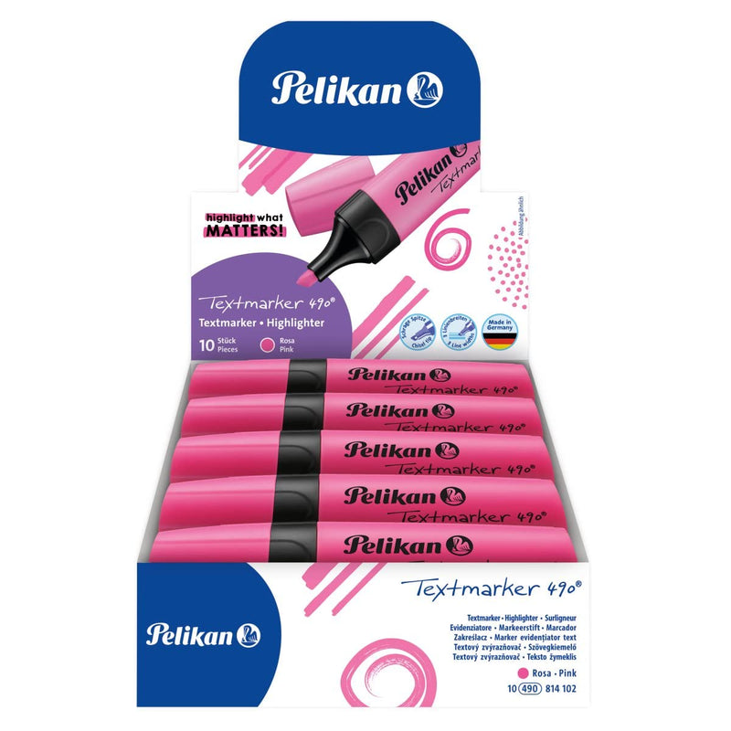 Pelikan 490 814102 Highlighter Pens Pack of 10 Fluorescent Pink