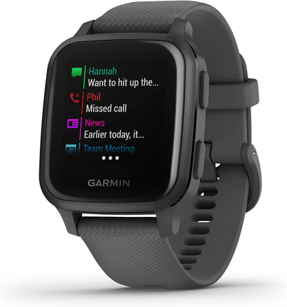 Garmin Venu Sq — waterproof GPS fitness smartwatch with 1.3” touch display, health tracker & sports apps, heart rate measurement, sleep analysis, 6-day battery life, contactless payment Shadow Grey Venu Sq